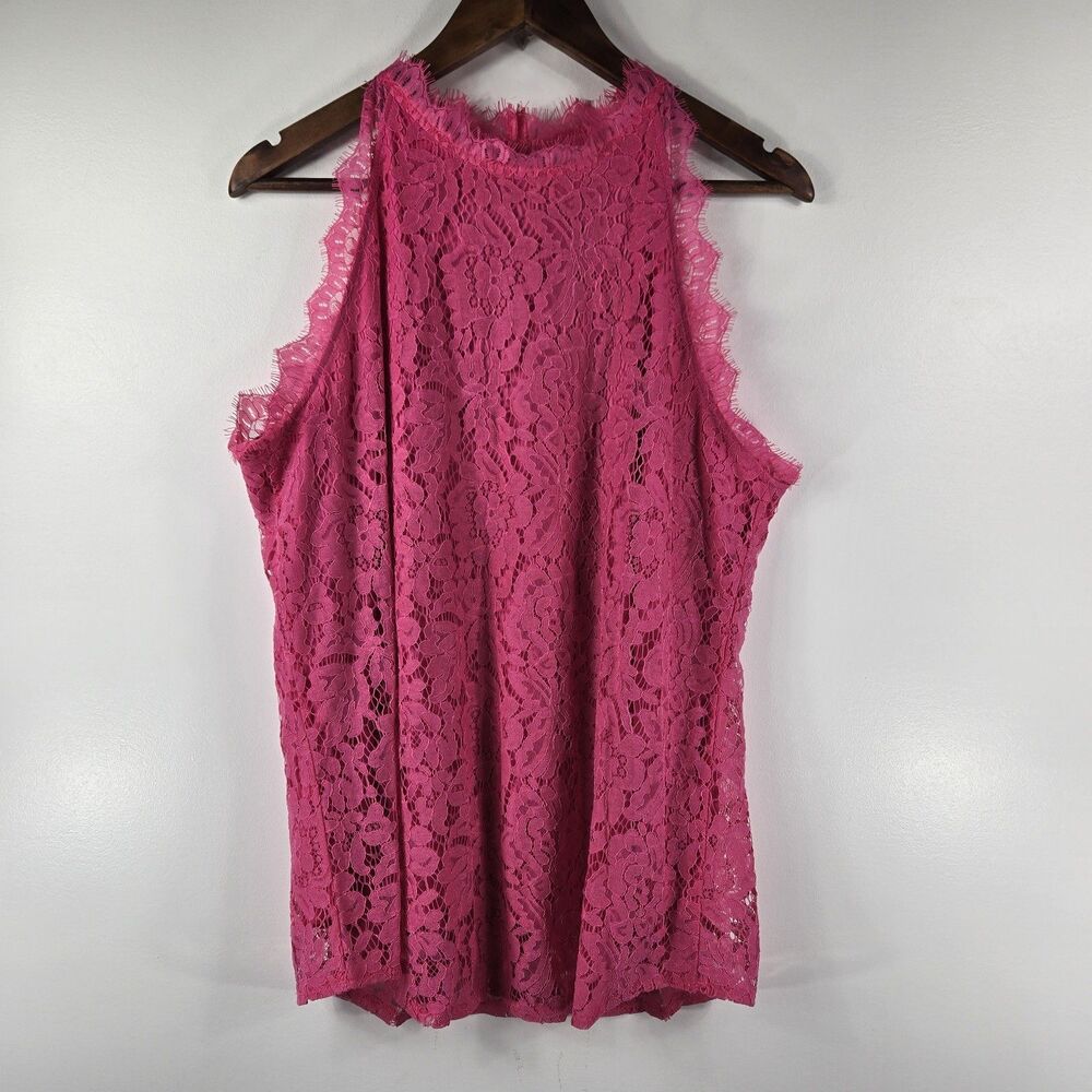 Halife Women's Size XL Pink Lace Halter Tank‎ Top